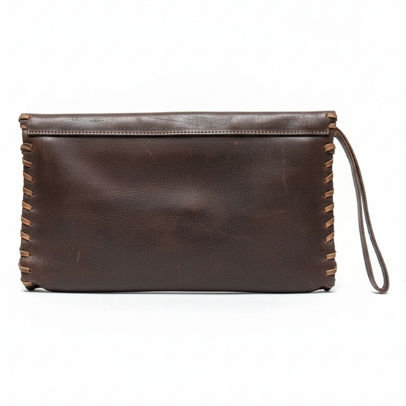 Handmade Brown Leather Clutch - Unisex - Picture 3 of 5